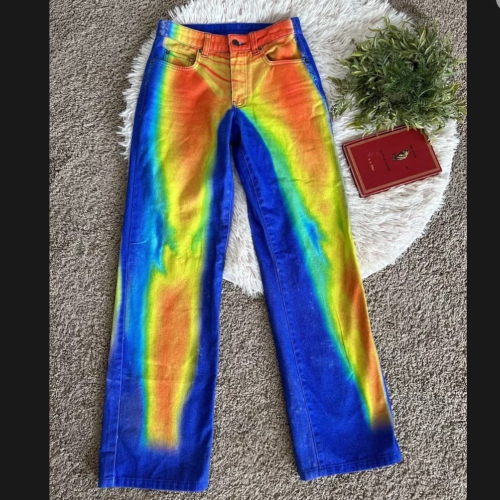Jaded London X Sydney Blue Orange Touch Me Heatmap Petite Jeans Sz 24 Wide Leg